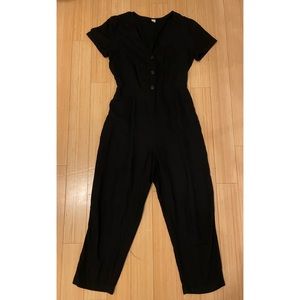 Old Navy Black Linen-blend Cropped Jumpsuit